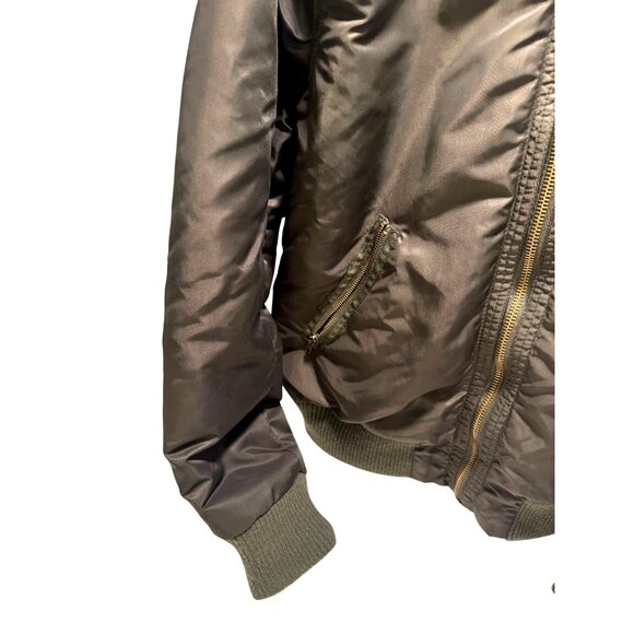 AEROPOSTALE Puffer Jacket Women Bomber Aero Quilted Down Filled Navy Green Large - Picture 4 of 8